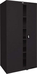 Sandusky Lee - 5 Shelf Locking Storage Cabinet - Steel, 36" Wide x 24" Deep x 78" High, Black - Benchmark Tooling