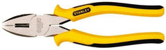 Stanley - 8-3/4" OAL, 1-31/64" Jaw Length, Side Cutting Linesman's Pliers - Serrated Jaw, Round Nose Head, TPR Handles - Benchmark Tooling