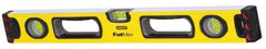 Stanley - 24" Long 3 Vial Box Beam Level - Aluminum, Yellow, 1 Level & 2 Plumb Vials - Benchmark Tooling