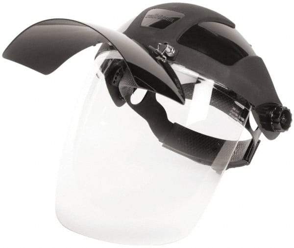 Sellstrom - Nylon Black Ratchet Adjustment, Welding Face Shield & Headgear Set - 12-1/8" Wide x 9" High x 0.06" Thick, Anti-Fog, Clear Window - Benchmark Tooling