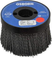 Osborn - 3" 80 Grit Silicon Carbide Crimped Disc Brush - Medium Grade, Plain Hole Connector, 1-1/2" Trim Length, 3/4" Shank Diam, 7/8" Arbor Hole - Benchmark Tooling