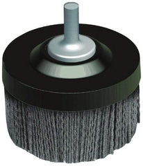 Osborn - 1-1/2" 120 Grit Silicon Carbide Crimped Disc Brush - Fine Grade, Quick Change Connector, 1-3/8" Trim Length, 1/4" Shank Diam - Benchmark Tooling