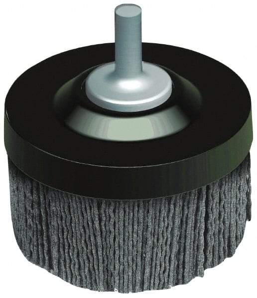 Osborn - 2" 120 Grit Silicon Carbide Crimped Disc Brush - Fine Grade, Quick Change Connector, 1-3/8" Trim Length, 1/4" Shank Diam - Benchmark Tooling