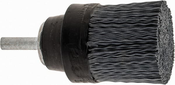 Osborn - 1-1/2" 320 Grit Silicon Carbide Crimped Disc Brush - Extra Fine Grade, Quick Change Connector, 1-3/8" Trim Length, 1/4" Shank Diam - Benchmark Tooling