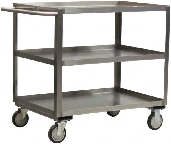 Jamco - 1,200 Lb Capacity, 48" Wide x 30" Long x 39" High Shelf Cart - 3 Shelf, Stainless Steel - Benchmark Tooling