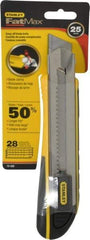 Stanley - Snap Utility Knife - 5-1/2" Blade, Yellow, Silver & Black TPE Handle, 4 Blades Included - Benchmark Tooling