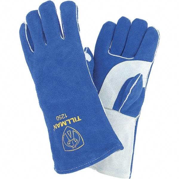 TILLMAN - Welder's & Heat Protective Gloves - 14" BLU/WHT LRG 1/PR PREM COWHIDE WELDING GLVS - Benchmark Tooling