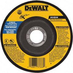 DeWALT - 30 Grit, 7" Wheel Diam, 1/8" Wheel Thickness, 7/8" Arbor Hole, Type 27 Depressed Center Wheel - Aluminum Oxide, 8,700 Max RPM, Compatible with Angle Grinder - Benchmark Tooling