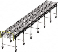 Value Collection - 18 Inches Wide x 7 Ft. to 22 Ft. Extended Length Flexible Conveyor - 31-1/2 to 39.4" High, 7 Leg Sets per Unit, 7 Wheels per Axle - Benchmark Tooling
