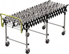 Value Collection - 18 Inches Wide x 2.7 Ft. to 8 Ft. Extended Length Flexible Conveyor - 31-1/2 to 39.4" High, 3 Leg Sets per Unit, 7 Wheels per Axle - Benchmark Tooling