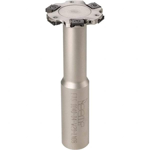 Iscar - Shank Connection, 1/8" Cutting Width, 5/8" Depth of Cut, 2" Cutter Diam, 8 Tooth Indexable Slotting Cutter - 3/4" Shank Diam, ETS-LN08 Toolholder, LNET Insert, Right Hand Cutting Direction - Benchmark Tooling