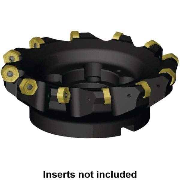 Kennametal - 100mm Cut Diam, 32mm Arbor Hole, 4.5mm Max Depth of Cut, 45° Indexable Chamfer & Angle Face Mill - 6 Inserts, HNGJ 0905.. Insert, Right Hand Cut, 6 Flutes, Through Coolant, Series KSHR - Benchmark Tooling