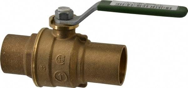 Legend Valve - 1" Pipe, Full Port, Brass Full Port Ball Valve - Bi-Directional, Sweat Ends, Quarter Turn Handle, 600 WOG, 150 WSP - Benchmark Tooling