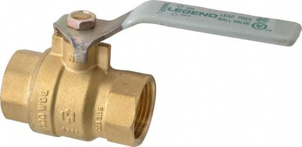 Legend Valve - 1" Pipe, Full Port, Brass Full Port Ball Valve - Bi-Directional, FNPT x FNPT Ends, Quarter Turn Handle, 600 WOG, 150 WSP - Benchmark Tooling