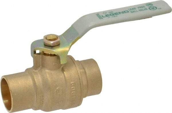 Legend Valve - 1" Pipe, Full Port, Brass Full Port Ball Valve - Bi-Directional, Sweat Ends, Quarter Turn Handle, 600 WOG, 150 WSP - Benchmark Tooling