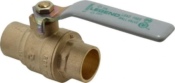 Legend Valve - 3/4" Pipe, Full Port, Brass Full Port Ball Valve - Bi-Directional, Sweat Ends, Quarter Turn Handle, 600 WOG, 150 WSP - Benchmark Tooling