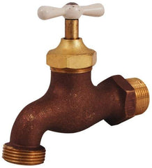 Legend Valve - 3/4" Pipe, 125 psi WOG Rating, Brass Hose Bibb, Stop Valve - T Handle, MNPT x MGHT End Connections, Use with Potable Water Applications - Benchmark Tooling