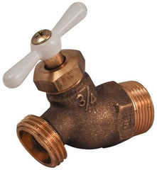 Legend Valve - 3/4" Pipe, 125 psi WOG Rating, Brass Hose Bibb, Stop Valve - T Handle, MNPT x MGHT End Connections, Use with Potable Water Applications - Benchmark Tooling