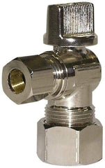 Legend Valve - NPT 1/2 Inlet, 125 Max psi, Chrome Finish, Carbon Steel Water Supply Stop Valve - 3/8 Compression Outlet, Angle, Silver Handle, For Use with Potable Water Applications - Benchmark Tooling