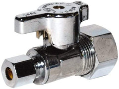 Legend Valve - NPT 1/2 Inlet, 125 Max psi, Chrome Finish, Carbon Steel Water Supply Stop Valve - 1/2 Compression Outlet, Angle, Silver Handle, For Use with Potable Water Applications - Benchmark Tooling