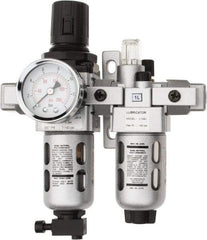 PRO-SOURCE - 1/8" NPT Port Miniature 2 Piece Filter/Regulator-Lubricator FRL Unit - Polycarbonate Bowl, 14 SCFM, 145 Max psi, 6.69" High, Manual Drain - Benchmark Tooling