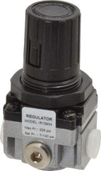 PRO-SOURCE - 1/8 NPT Port, 17 CFM, Aluminum Miniature Regulator - 7 to 145 psi Range, 220 Max psi Supply Pressure, 1/8" Gauge Port Thread, 1.56" Wide x 3.19" High - Benchmark Tooling