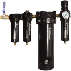 PRO-SOURCE - 25 CFM at 100 psi Inlet, 5 Stage Heavy-Duty Desiccant Dryer - 1/2" NPT Inlet/Outlet x 15" Long x 5-1/2" Wide x 16" High - Benchmark Tooling