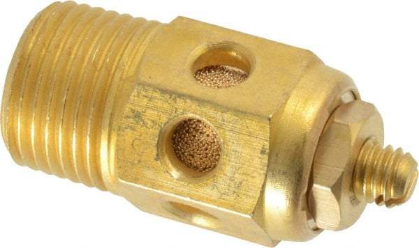 PRO-SOURCE - 3/8 Male NPT, 11/16" Hex, 1-5/8" OAL, Speed Control Muffler - 300 Max psi, 40 CFM, Brass - Benchmark Tooling