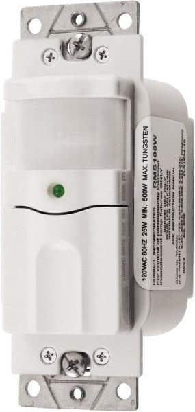 Hubbell Wiring Device-Kellems - 800 Square Ft. Coverage, Infrared Occupancy Sensor Wall Switch - 500 at 120 V Incandescent, 120 VAC, White - Benchmark Tooling