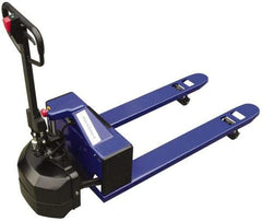 Value Collection - 2,200 Lb Capacity, 7-1/2" Lift Semi-Electric Pallet Truck - 3" Min Lift Height, 48" Fork Length x 27" Fork Width, 27" Overall Width - Benchmark Tooling