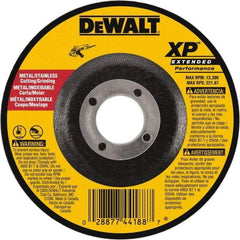 DeWALT - 24 Grit, 9" Wheel Diam, 1/8" Wheel Thickness, 7/8" Arbor Hole, Type 27 Depressed Center Wheel - Zirconia Alumina, Resinoid Bond, 6,600 Max RPM, Compatible with Angle Grinder - Benchmark Tooling