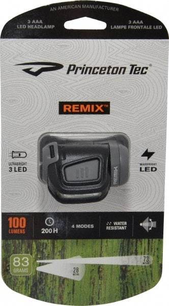 Princeton Tec - White LED Bulb, 300 Lumens, Hands-free Flashlight - Black, Gray Plastic Body, 3 AAA Batteries Not Included - Benchmark Tooling