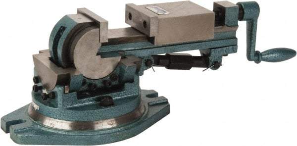 Gibraltar - 3" Jaw Width, 3-1/2" Jaw Opening Capacity, 3-Way Angle Swivel Machine Vise - Manual Operation, 1 Station, 16" Long x 6.3" High x 1-1/4" Deep, Cast Iron - Benchmark Tooling