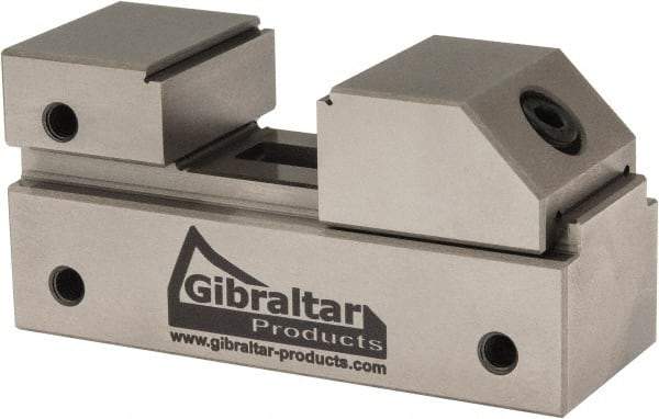 Gibraltar - 1" Jaw Width, 13/16" Jaw Opening Capacity, 3/8" Jaw Height, Toolmaker's Vise - Flat Jaw, 0.0001" Parallelism, 0.0001" Squareness, 2.55" OAL x 1-3/16" OAH - Benchmark Tooling