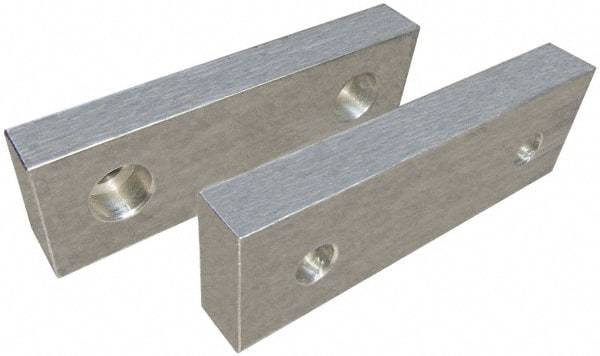 Gibraltar - 6" Wide x 3" High x 2" Thick, Flat/No Step Vise Jaw - Soft, Aluminum, Fixed Jaw, Compatible with 6" Vises - Benchmark Tooling