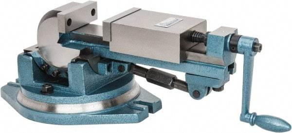 Gibraltar - 4" Jaw Width, 4-11/64" Jaw Opening Capacity, 3-Way Angle Swivel Machine Vise - Manual Operation, 1 Station, 20" Long x 7.28" High x 1-1/2" Deep, Cast Iron - Benchmark Tooling