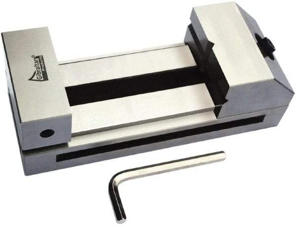 Gibraltar - 3-15/32" Jaw Width, 5" Jaw Opening Capacity, 1.57" Jaw Height, Toolmaker's Vise - Flat Jaw, 0.003" Parallelism, 0.005" Squareness, 195mm OAL x 3-5/32" OAH - Benchmark Tooling