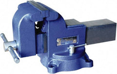 Gibraltar - 6" Jaw Width x 6-1/4" Jaw Opening Capacity, 3-1/2" Throat Depth, Bench & Pipe Combination Vise - 1-1/4 to 2-1/2" Pipe Capacity, Swivel Base, Bolt Down Attachment, Ductile Iron - Benchmark Tooling