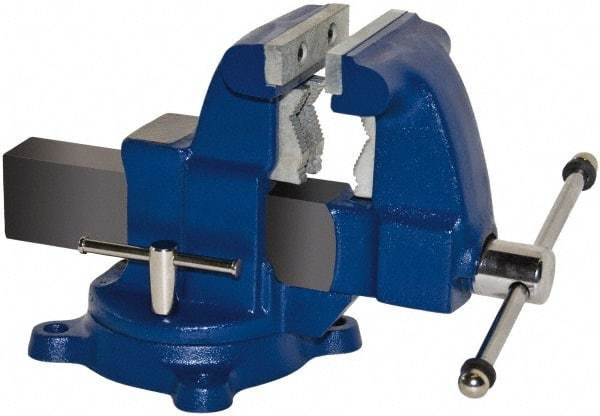 Gibraltar - 8-1/2" Jaw Width x 7-1/2" Jaw Opening Capacity, 6" Throat Depth, Bench & Pipe Combination Vise - 1/8 to 4-1/2" Pipe Capacity, Swivel Base, Bolt Down Attachment, Ductile Iron - Benchmark Tooling