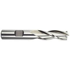 5/8 Dia. x 3-3/8 Overall Length 3-Flute Square End High Speed Steel SE End Mill-Round Shank-Center Cutting -Uncoated - Benchmark Tooling