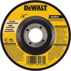 DeWALT - 24 Grit, 6" Wheel Diam, 1/8" Wheel Thickness, 7/8" Arbor Hole, Type 27 Depressed Center Wheel - Aluminum Oxide, 10,100 Max RPM, Compatible with Angle Grinder - Benchmark Tooling