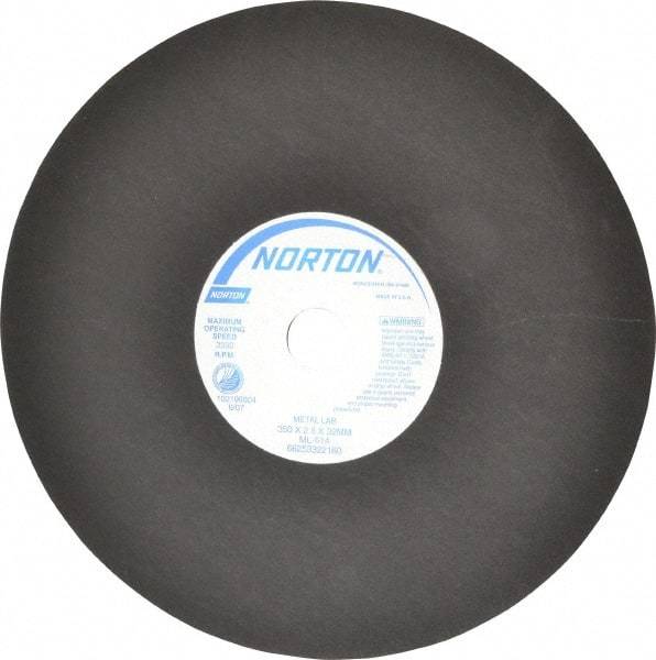 Norton - 13-3/4" Aluminum Oxide Cutoff Wheel - 0.098" Thick, 1-1/4" Arbor, 3,300 Max RPM, Use with Stationary Tools - Benchmark Tooling