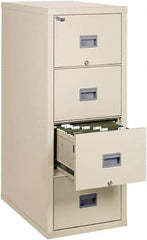 FireKing - 17-3/4" Wide x 52-3/4" High x 31-5/8" Deep, 4 Drawer Pedestal - Steel, Parchment - Benchmark Tooling