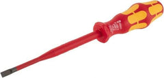 Wera - 223mm OAL Insulated Slotted Screwdriver - 125mm Blade Length, Round Shank, Ergonomic Handle - Benchmark Tooling