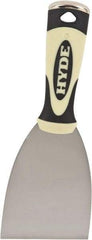 Hyde Tools - Stiff Carbon Steel Stiff Chisel - 3" Blade Width, 4" Long Plastic Overmold Handle - Benchmark Tooling