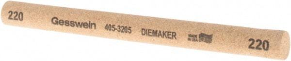 Value Collection - 220 Grit Aluminum Oxide Round Polishing Stone - Coarse/Medium Grade, 1/2" Wide x 6" Long x 1/2" Thick - Benchmark Tooling