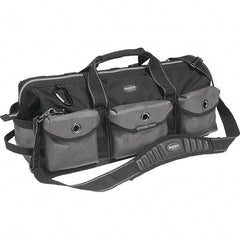 Bucket Boss - 28 Pocket Gray & Black Ballistic Polyester Tool Bag - 28" Wide x 11" Deep x 12" High - Benchmark Tooling