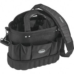 Bucket Boss - 13 Pocket Black Ballistic Polyester Tool Tote - 14" Wide x 8" Deep x 10" High - Benchmark Tooling