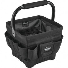 Bucket Boss - 19 Pocket Black Ballistic Polyester Tool Bag - 11" Wide x 11" Deep x 10" High - Benchmark Tooling