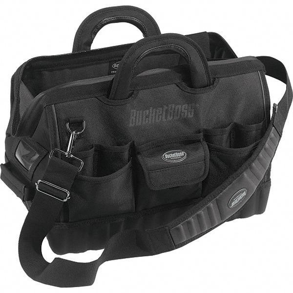 Bucket Boss - 17 Pocket Black Ballistic Polyester Tool Bag - 18" Wide x 12" Deep x 13" High - Benchmark Tooling